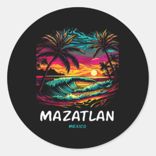 Adesivo Redondo Lembrança de Férias Palmeira Mazatlan
