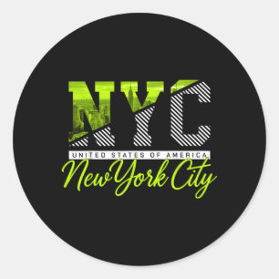 Adesivo Redondo Lembrança de viagem da silhueta de Nova York Nyc