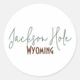 Adesivo Redondo Lembrança de viagem para Jackson Hole, Wyoming