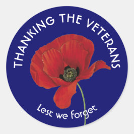 Adesivo Redondo Lembrança | Dia do Armistício | VETERANOS | Poppy