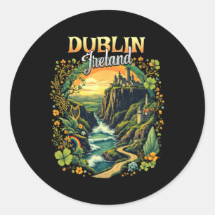 Adesivo Redondo Lembrança Irlandesa Viagem Férias Dublin Irlanda