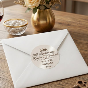 Adesivo Redondo Lembrança personalizada de 50 anos de casamento