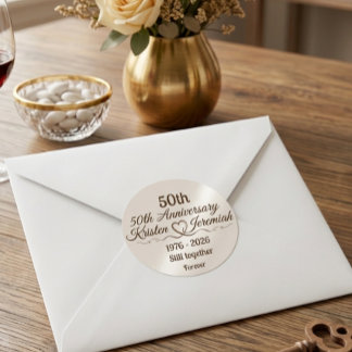 Adesivo Redondo Lembrança personalizada de 50 anos de casamento