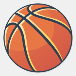 Adesivo Redondo Lembrancinha de Aniversário de Basquete Laranja Es