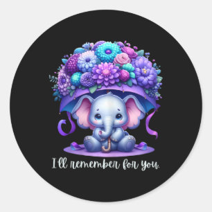 Adesivo Redondo Lembrar-me-ei do seu Elefante Roxo Heimerheimer