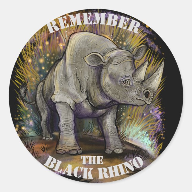 Adesivo Redondo Lembre-se do Black Rhino (Frente)