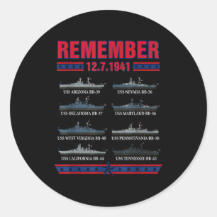 Adesivo Redondo Lembre-se do memorial day de pearl harbor 7 de dez