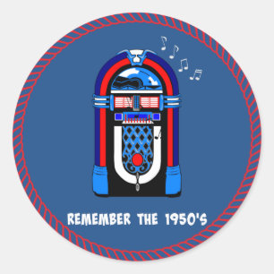 Adesivo Redondo Lembrem-se da década de 1950, texto branco sobre c