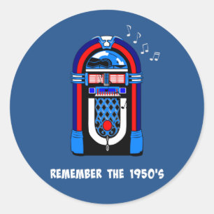 Adesivo Redondo Lembrem-se da década de 1950, texto branco sobre c