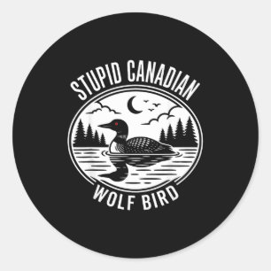 Adesivo Redondo Lembrete canadense bobo do pássaro lobo aquecido m