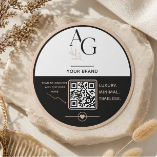 Adesivo Redondo Lembrete de Agendamento de Código QR de Luxo Bege