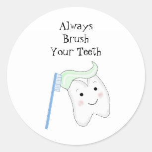 Adesivo Redondo Lembrete de Escovação Dental