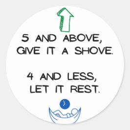 Adesivo Redondo Lembrete de Matemática: 5 e acima dão-lhe um empur