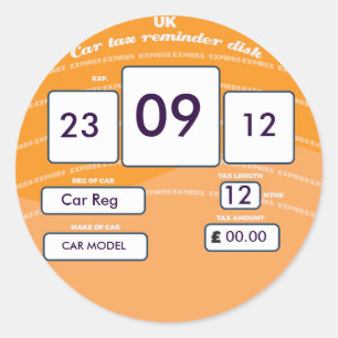 Adesivo Redondo Lembrete do Imposto sobre Automóveis (British Car