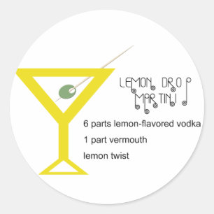 Adesivo Redondo Lemon Drop Martini Stickers