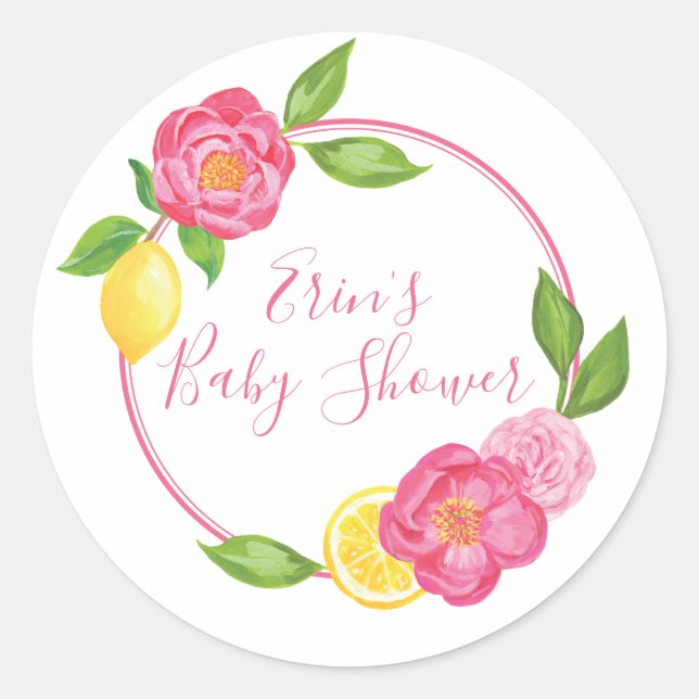 Adesivo Redondo Lemon Floral Personalizado Obrigado A Vinheta De E (Frente)