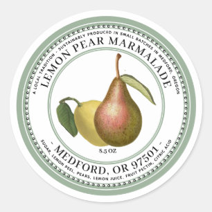 Adesivo Redondo LEMON PEAR Marmalade 1930 Vintage Verde