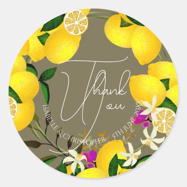 Adesivo Redondo Lemon Squeeze Obrigado Sticker (Frente)