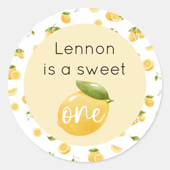 Adesivo Redondo Lemon Sweet One primeiro aniversario (Frente)