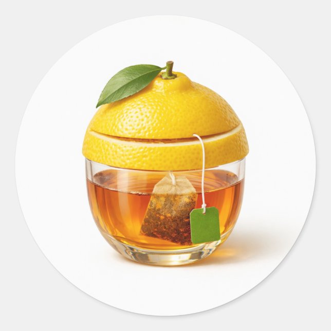 Adesivo Redondo Lemon Tea Glass Sticker (Frente)