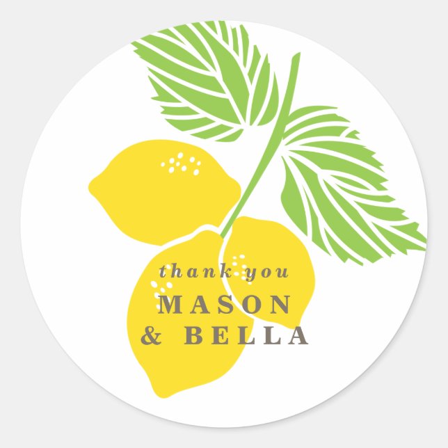 Adesivo Redondo Lemon Wedding Favor Sticker (Frente)