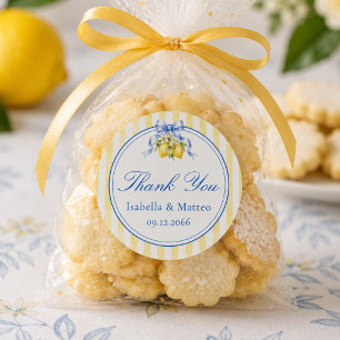 Adesivo Redondo Lemonita da Costa Amalfi Laranja Festa Obrigado