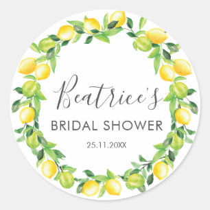Adesivo Redondo Lemons Wreath Chá de panela Obrigado