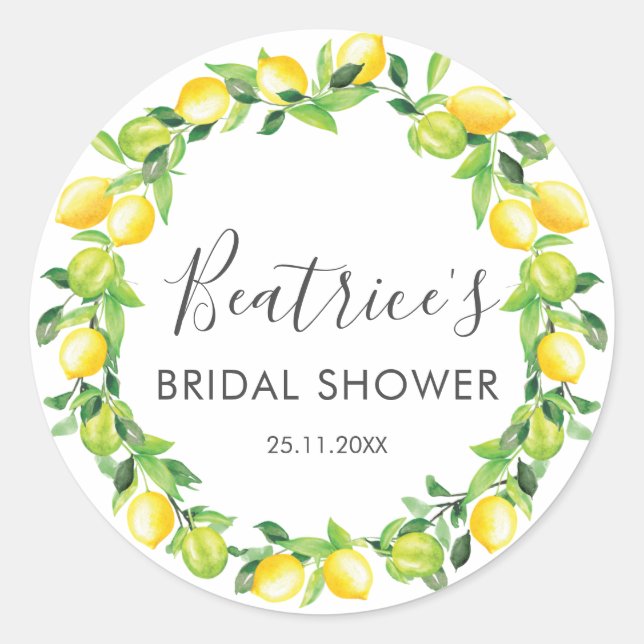 Adesivo Redondo Lemons Wreath Chá de panela Obrigado (Frente)