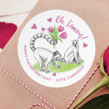 Lemur com Tulipas Romântica Amor Engraçado Arma Fr