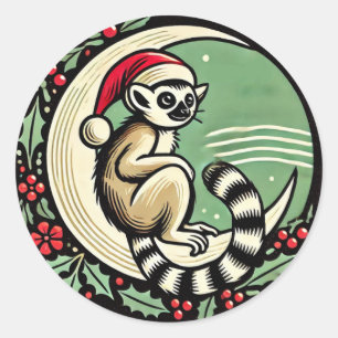 Adesivo Redondo Lemur de Natal