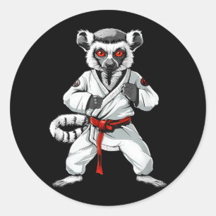 Adesivo Redondo Lêmure de Kickboxing Taekwondo Caratê MMA Engraçad