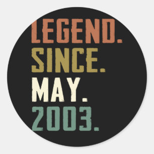 Adesivo Redondo Lenda de 19 anos desde maio de 2003 19 anos