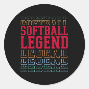 Adesivo Redondo Lenda do Softbol Camisa engraçada em camadas Jogad