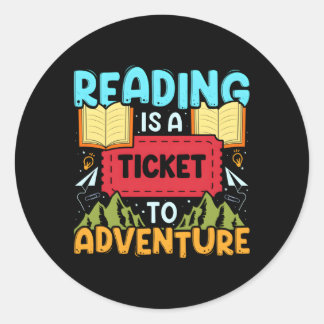 Adesivo Redondo Lendo livro de professores de adventure Library