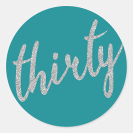 Adesivo Redondo Lente de Festa de aniversário 30 de Prata com "Tri