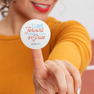 Adesivo Redondo Lentos Runners Club Funny Cote Texto Azul Laranja