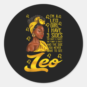 Adesivo Redondo Leo Afro Black Woman É o meu Sinal Zodiac de Anive