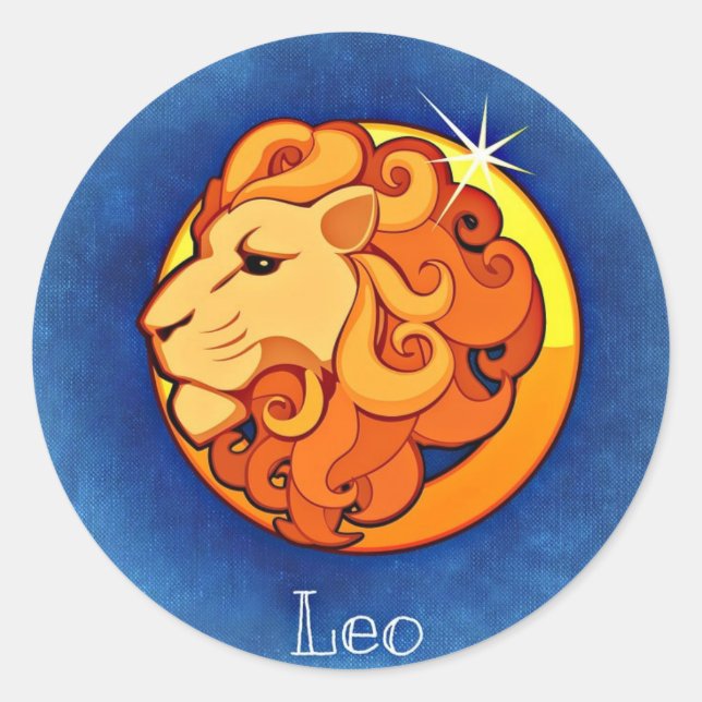 Adesivo Redondo Leo Horoscope Sinal Lion Símbolo Astrologia Sticke (Frente)