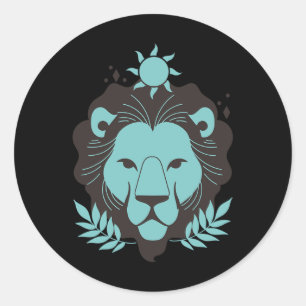 Adesivo Redondo Leo Lion Halloween Astrologia do Horoscópio Zodiac