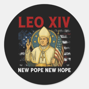 Adesivo Redondo Leo Xiv Novo Papa Novo Bandeira de Esperança Retro