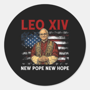 Adesivo Redondo Leo Xiv Novo Papa Novo Bandeira de Esperança Retro