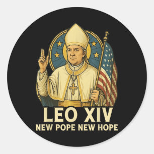 Adesivo Redondo Leo Xiv Novo Papa Novo Sinalizador De Esperança No