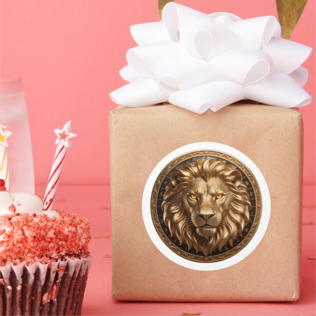 Adesivo Redondo Leo Zodiac Lion  (Festa)