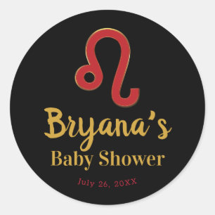 Adesivo Redondo LEO Zodiac - Sinal de julho Chá de fraldas de Astr