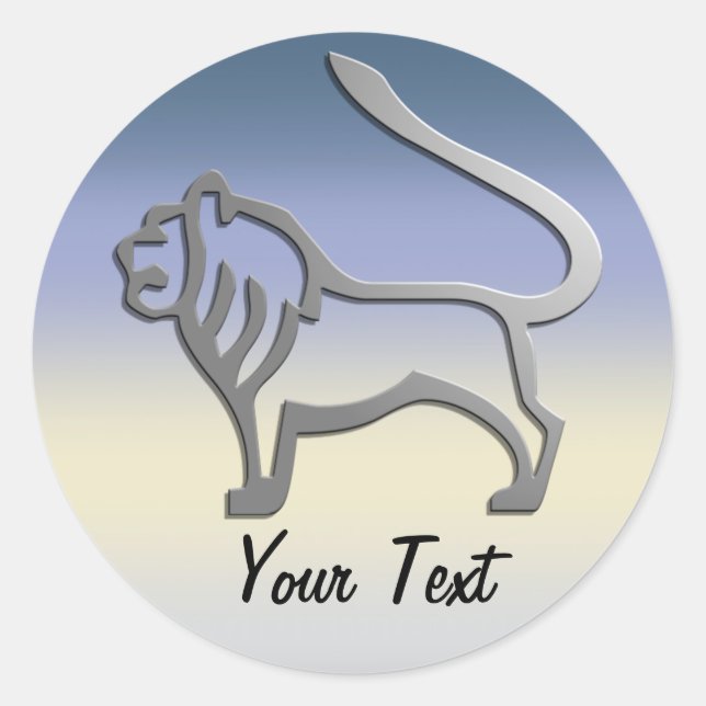 Adesivo Redondo Leo Zodiac - Sinal de Leão em Prata Leve (Frente)