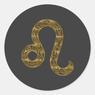 Adesivo Redondo Leo Zodiac - Tribal Dourado