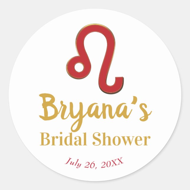 Adesivo Redondo LEO Zodíaco Julho Agosto Astrologia Chá de Noiva (Frente)