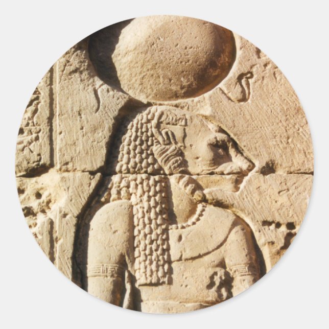 Adesivo Redondo Leoa de Sekhmet jeroglífica (Frente)