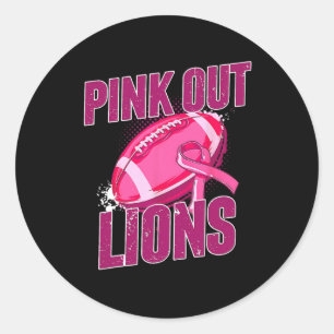 Adesivo Redondo Leões Pink Out Futebol Tackeiam Cancer Da Mama
