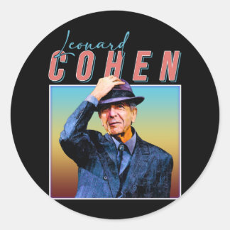Adesivo Redondo Leonard Cohen Retro Style Music Fan Gifts
